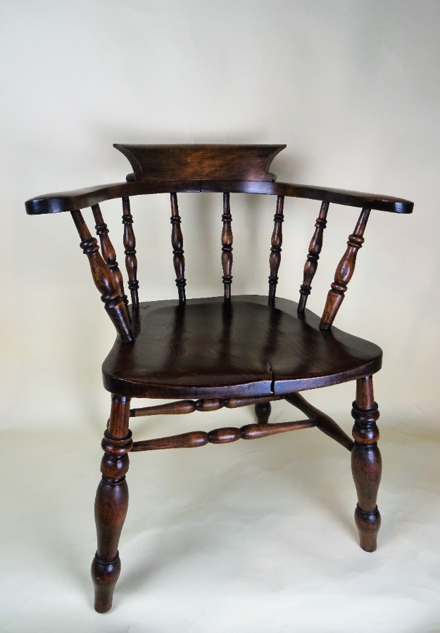 Antique English Smokers Captains Bow Chair (11).JPG